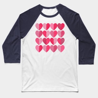 Shades of Love Pink Hearts Baseball T-Shirt